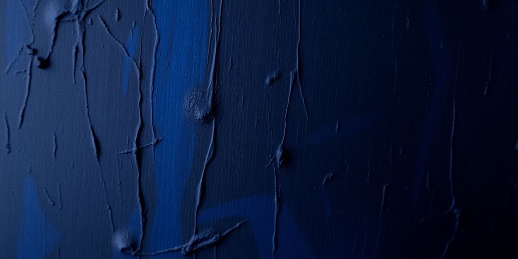 Close-up of dark colors on a textured canvas.