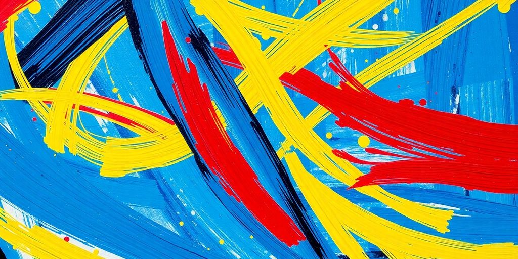 Blue Rider painting, vibrant abstract colors, swirling forms.