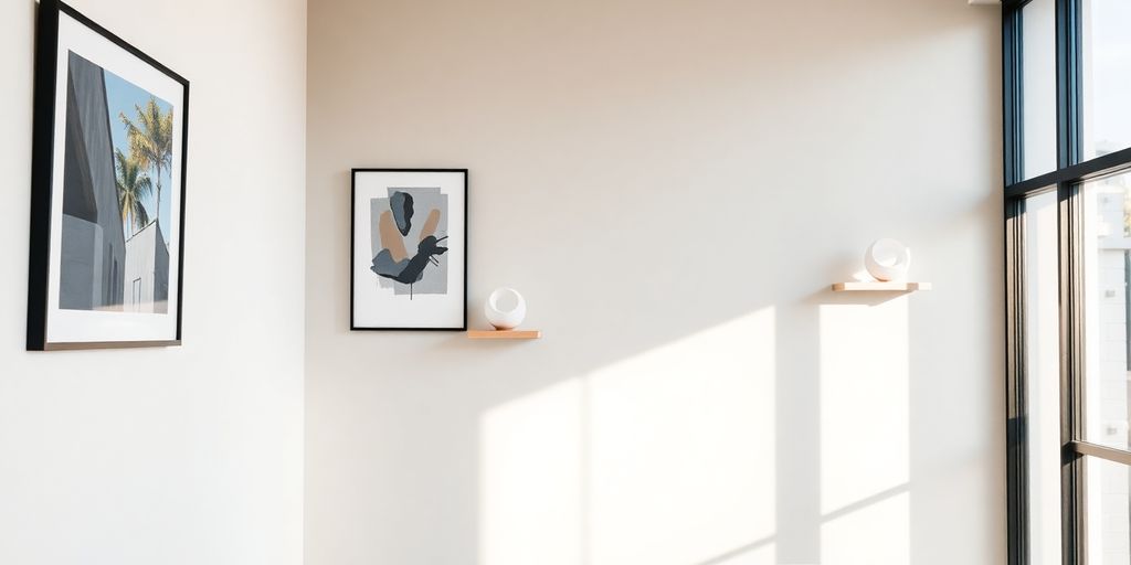 Modern office interior with stylish wall art.