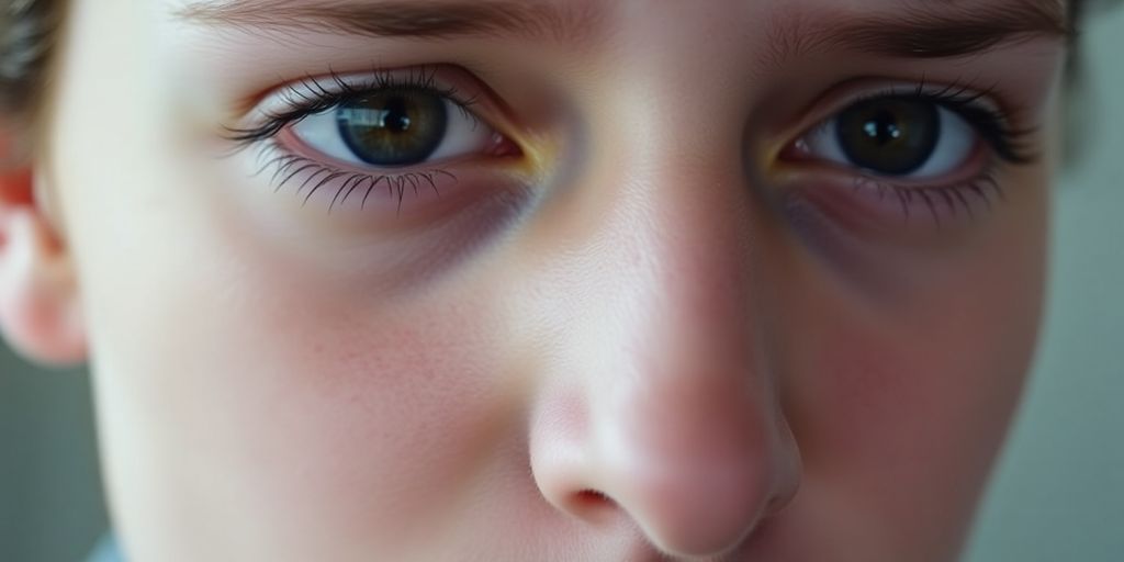 Photographic image of a sad person's face.