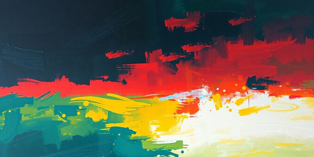 Painting depicting emotional journey from sorrow to joy.